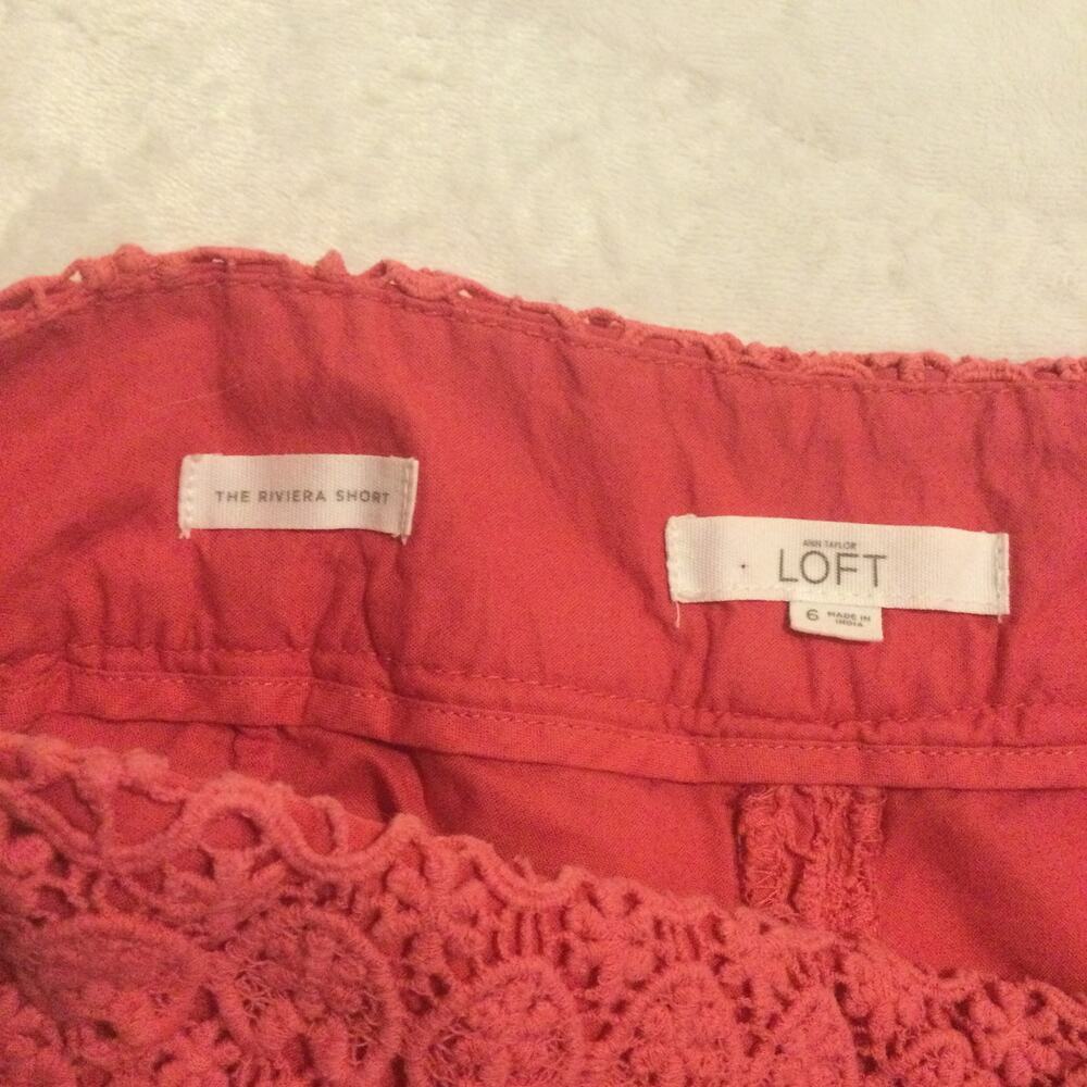 Ann Taylor Loft Pink Lace Tiered Side Zip Riviera Shorts Womens Size 6 - Picture 6 of 9